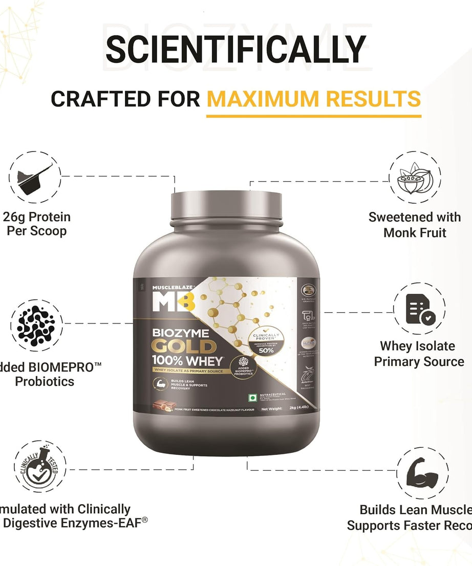 MuscleBlaze Biozyme Gold 100% Whey 2kg