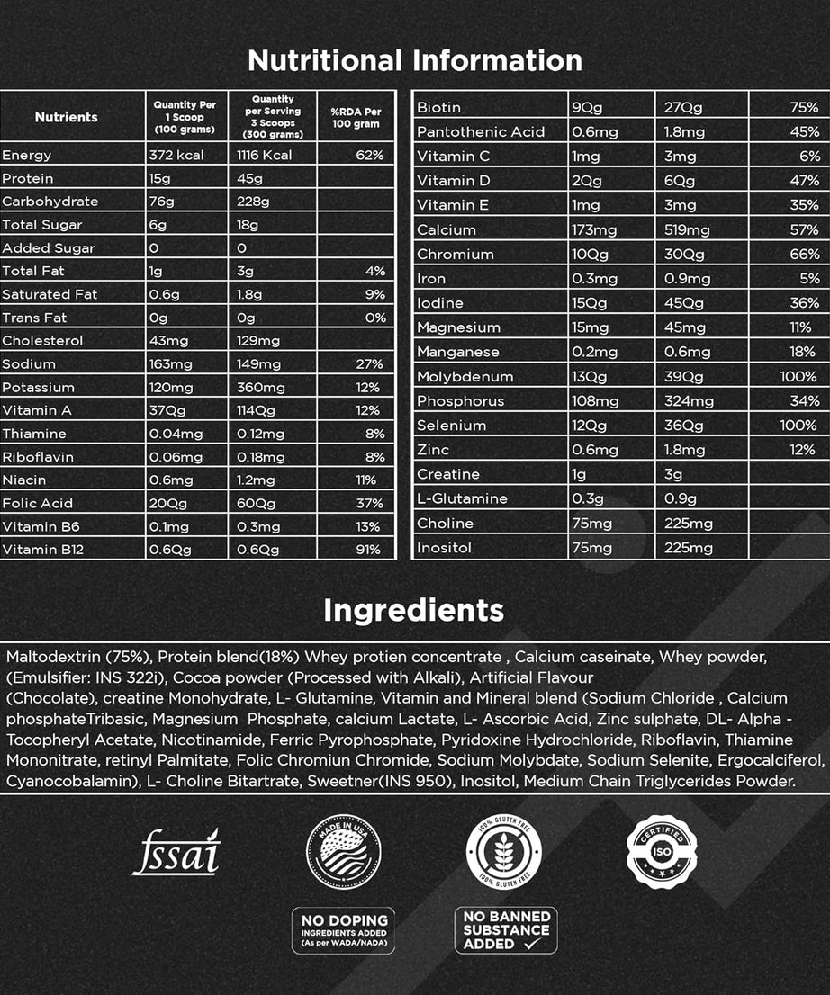 Trident Nutra Gain Bang Ultimate Mass gainer Swiss 3kg