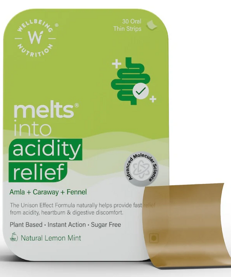Wellbeing Nutrition Melts Into Acidity Relief Natural Lemon Mint 30strips