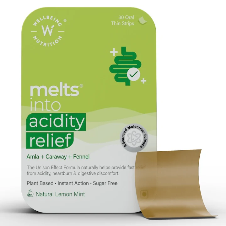 Wellbeing Nutrition Melts Into Acidity Relief Natural Lemon Mint 30strips