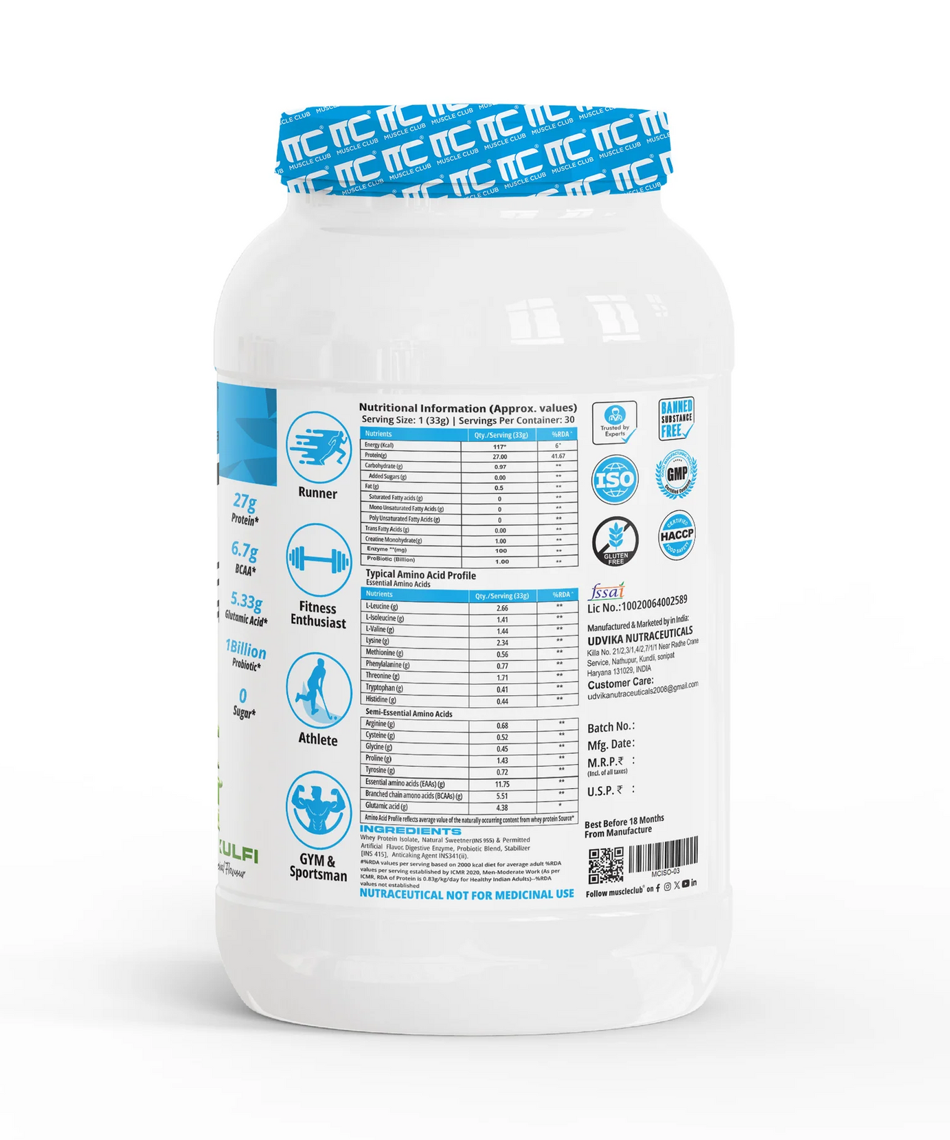 Muscle Club Isolate 100% Protein 1kg