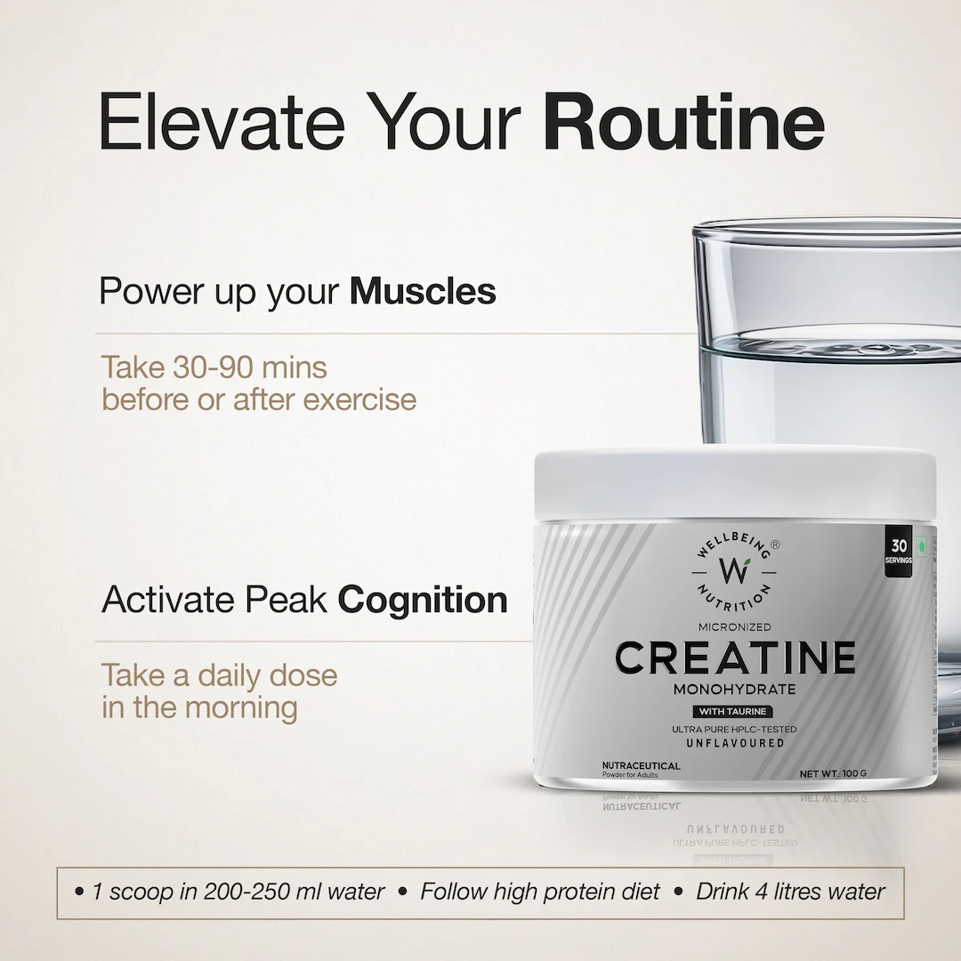 Wellbeing Nutrition Micronized Creatine Monohydrate With Taurine 100g