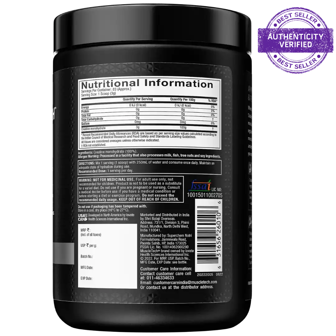 MuscleTech Platinum 100% Creatine Powder 250g Unflavoured
