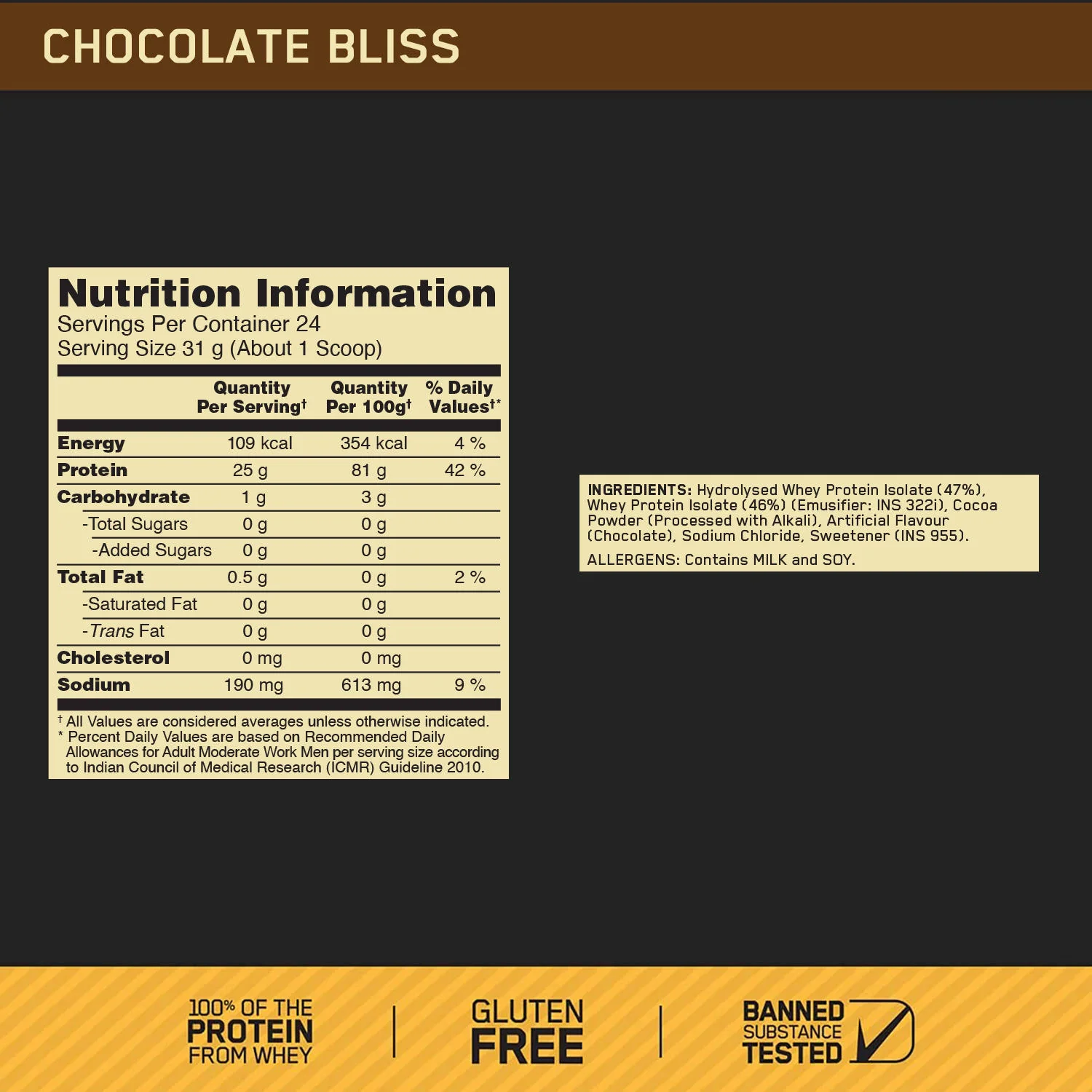 Optimum Nutrition Gold Standard 100% Isolate 744g
