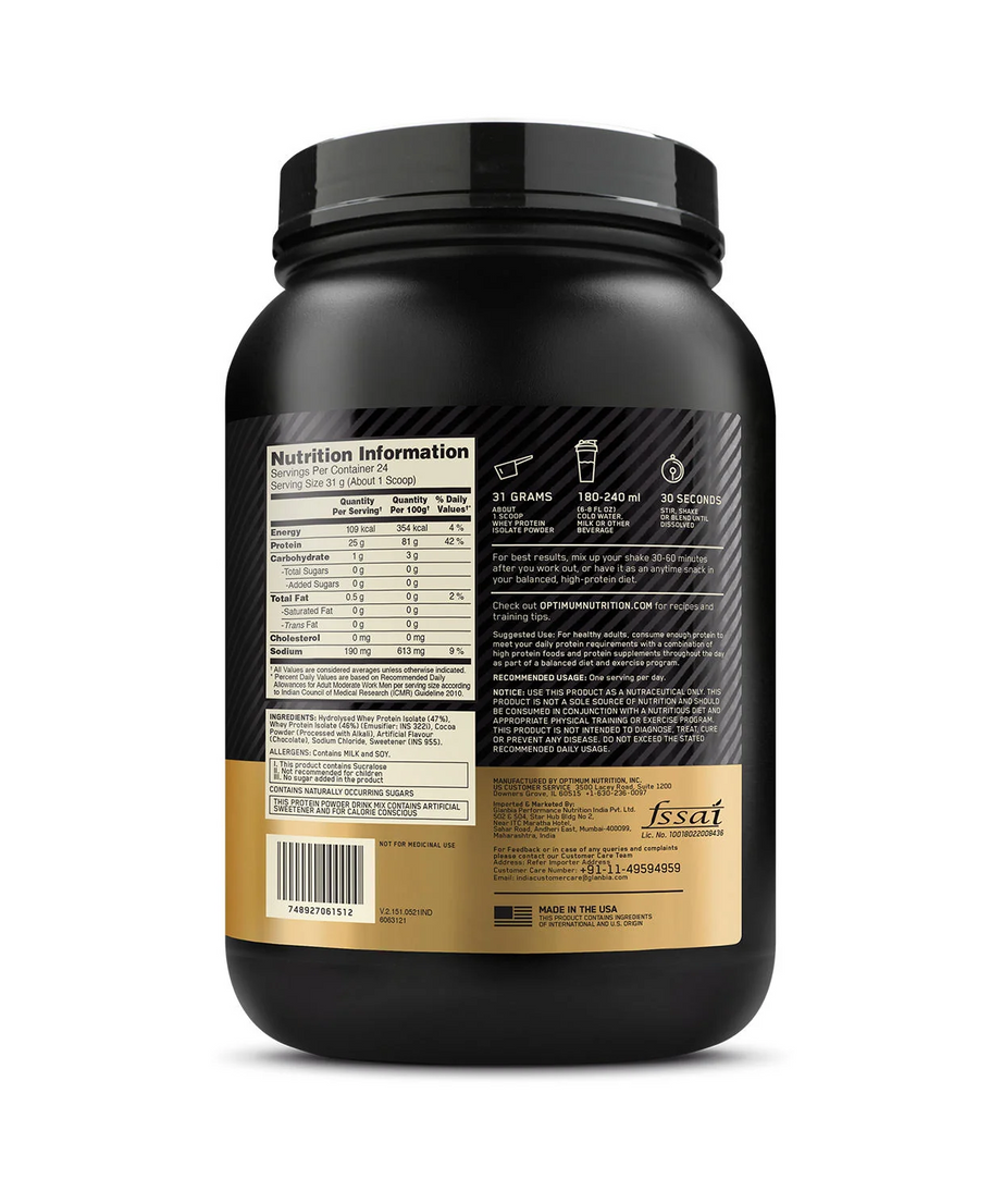 Optimum Nutrition Gold Standard 100% Isolate 744g