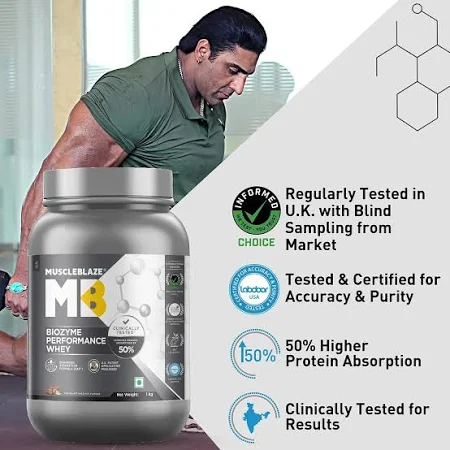 MuscleBlaze Biozyme Performance Whey 1kg