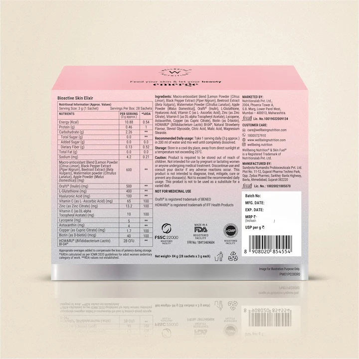 Wellbeing Nutrition Skin Fuel Strawberry Flavour 28servings