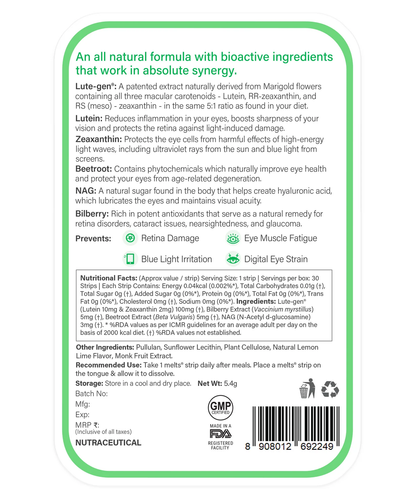 Wellbeing Nutrition Strips 30servings