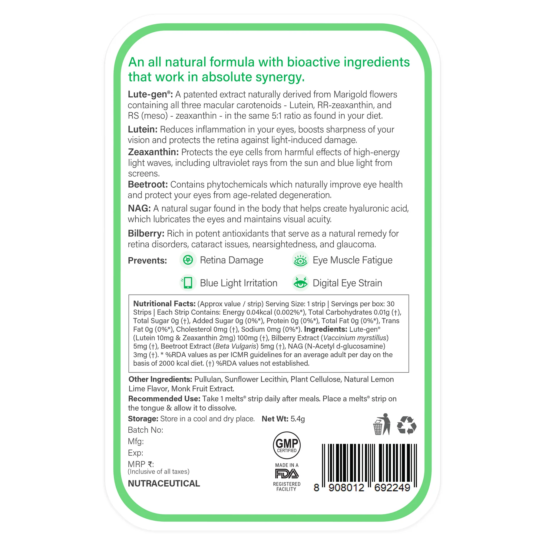 Wellbeing Nutrition Strips 30servings
