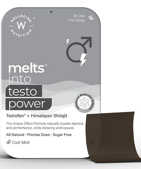 Wellbeing Nutrition Melts Into Testo Power Testofen + Himalayan Shilajit 30strips