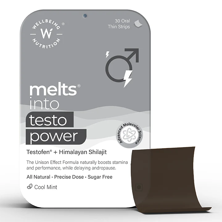 Wellbeing Nutrition Melts Into Testo Power Testofen + Himalayan Shilajit 30strips