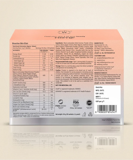 Wellbeing Nutrition Skin Fuel Valencia Orange Flavour 28servings