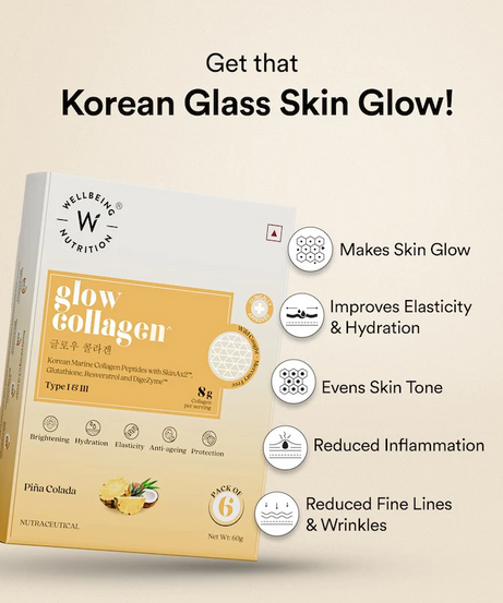 Wellbeing Nutrition Glow Collagen Pina Colada Pack of 6