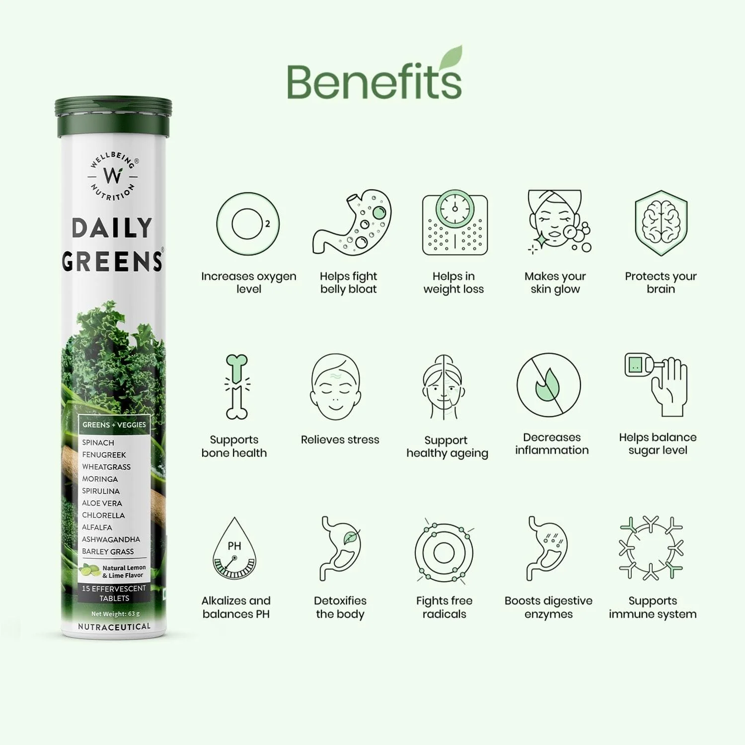 Wellbeing Nutrition Daily Greens 63g