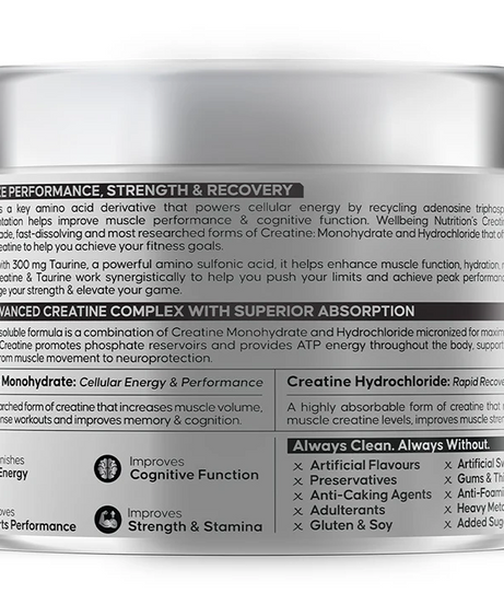 Wellbeing Nutrition Creatine + HCl 100g