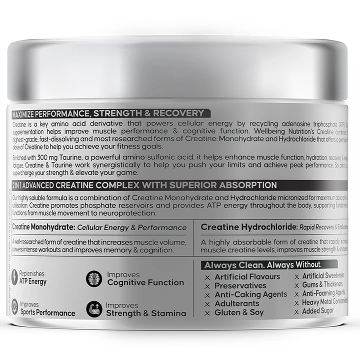 Wellbeing Nutrition Creatine + HCl 100g