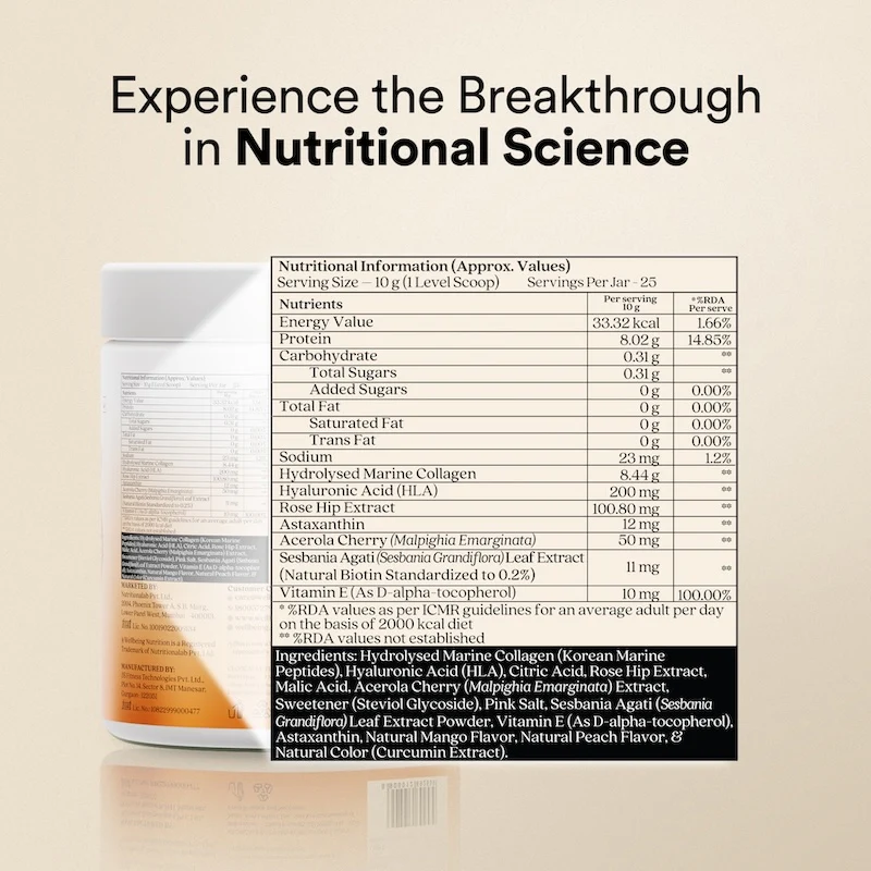 Wellbeing Nutrition Collagen Mango Peach Flavour