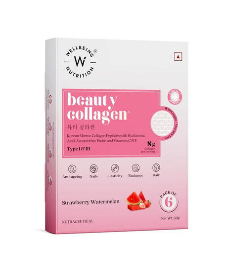 Wellbeing Nutrition Beauty Collagen Strawberry Watermelon Pack of 6