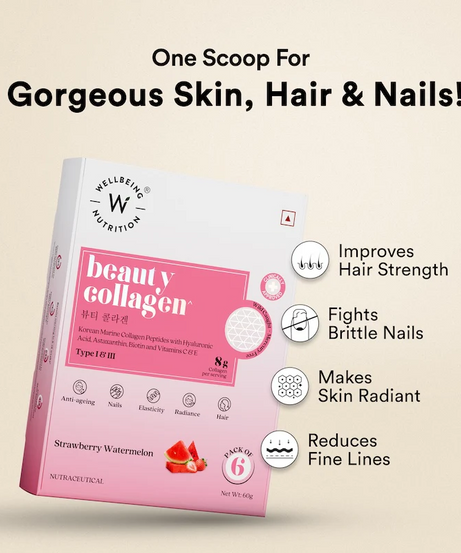 Wellbeing Nutrition Beauty Collagen Strawberry Watermelon Pack of 6