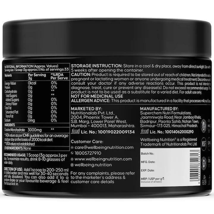 Wellbeing Nutrition Creatine 100g