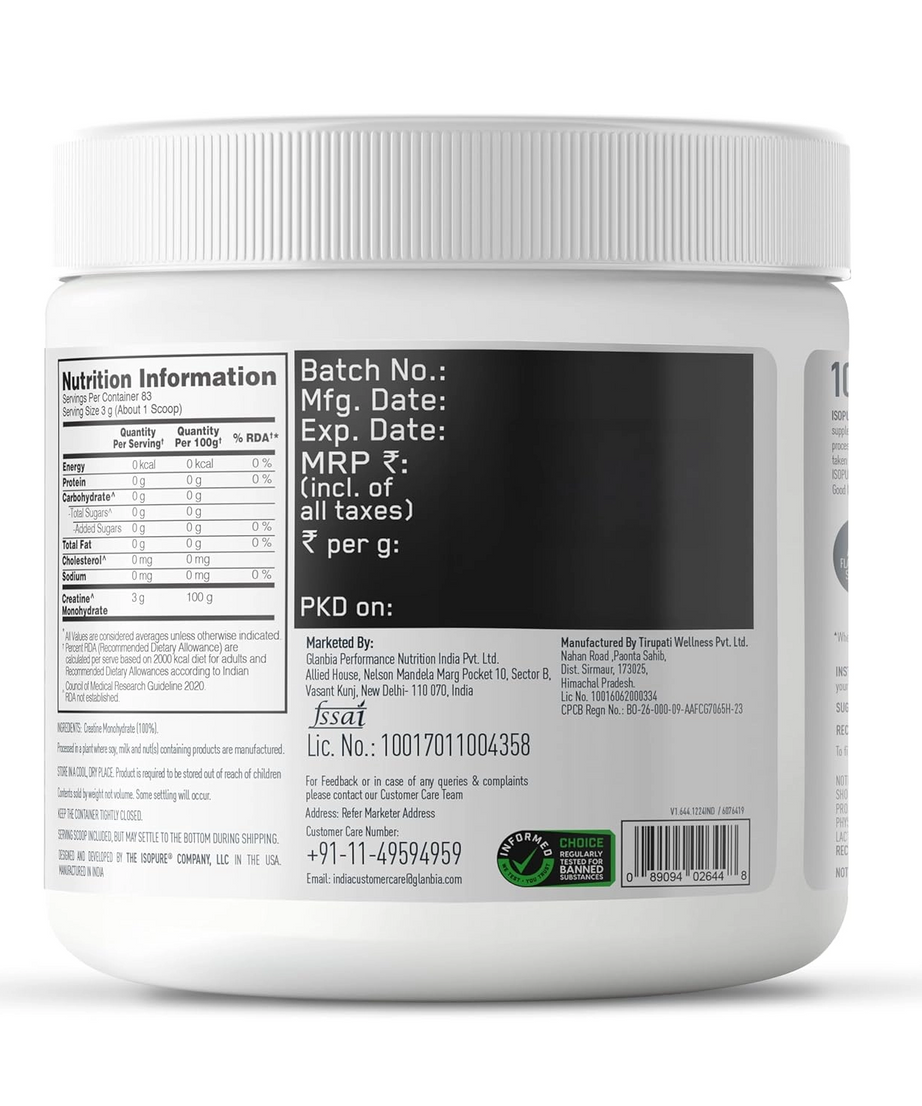 Isopure 100% Creatine Monohydrate 250g