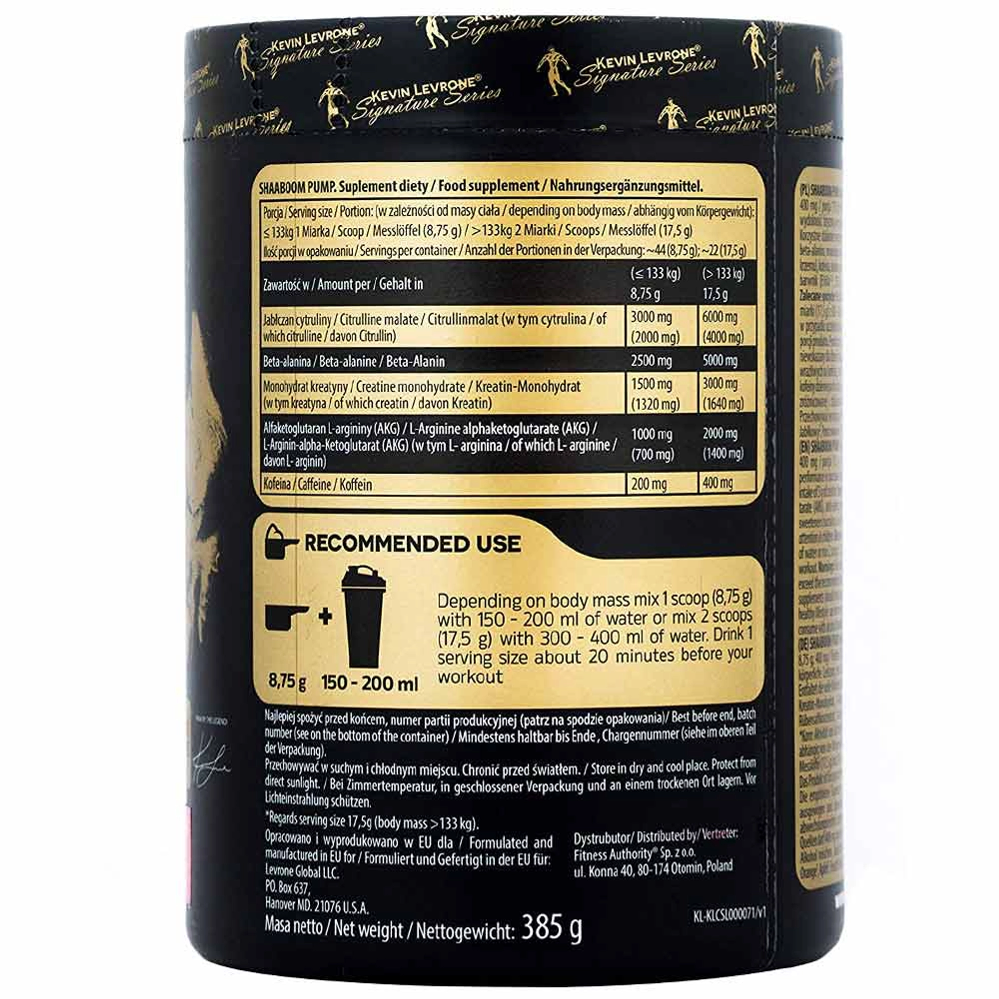 Kevin Levrone Shaboom Pump Pre workout 385g