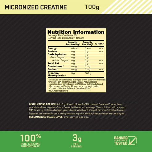 Optimum Nutrition Micronised Creatine 100g