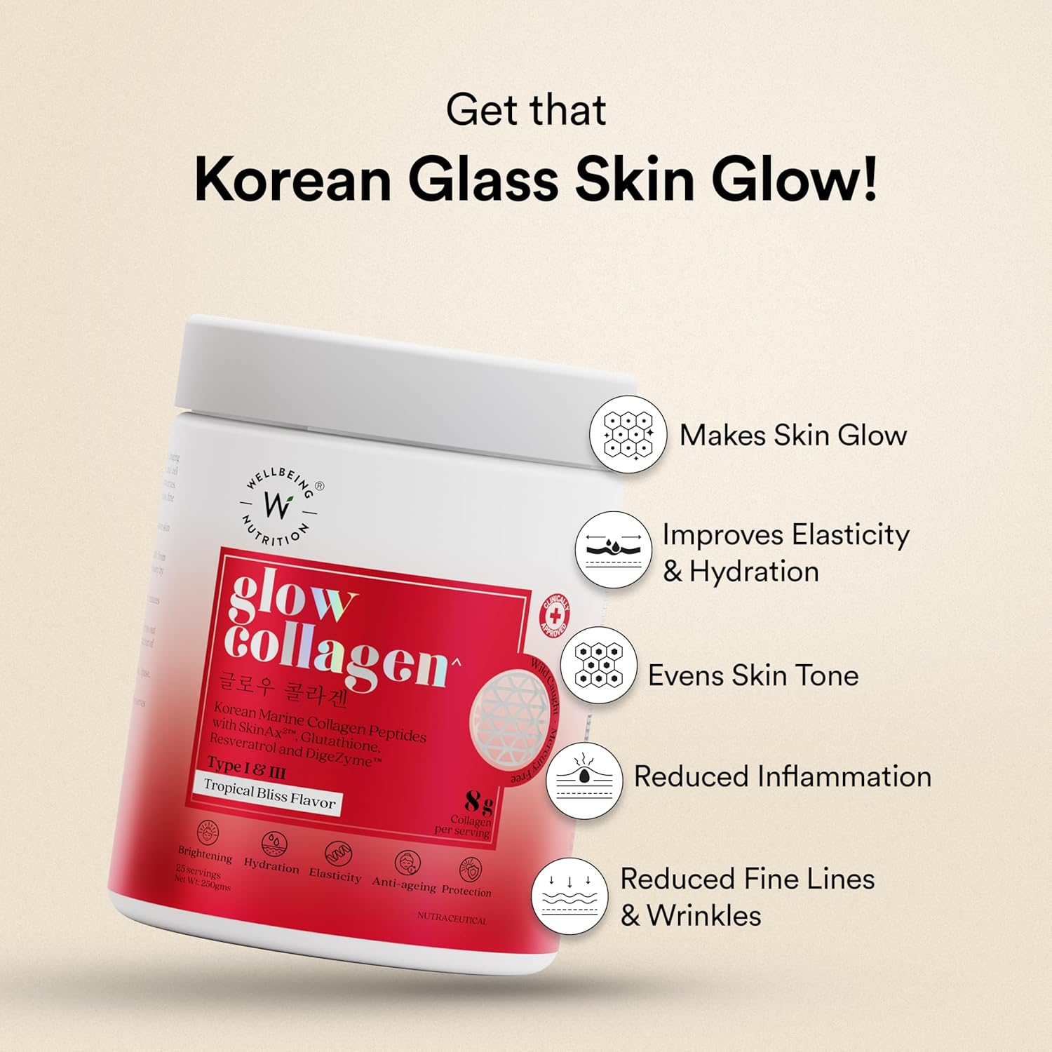 Wellbeing Nutrition Glow Collagen 250g