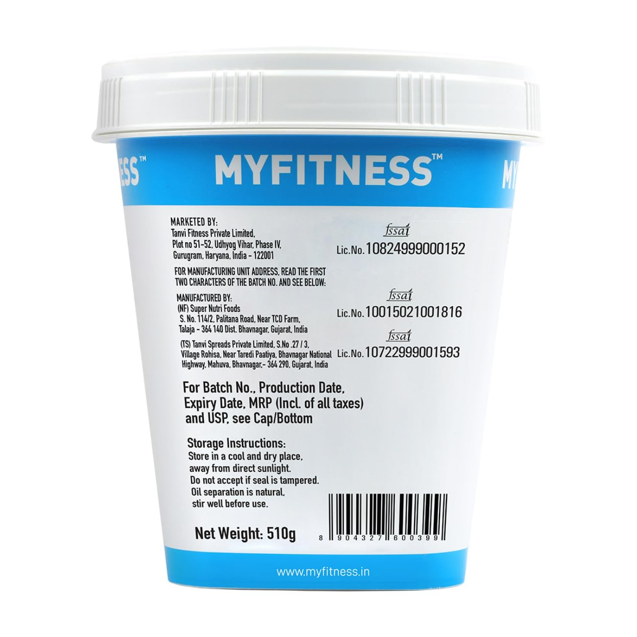 My Fitness Original Peanut Butter Crunchy 510g