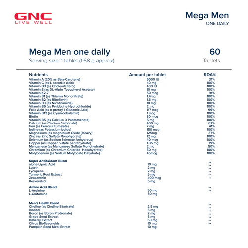 GNC Mega Men One Daily