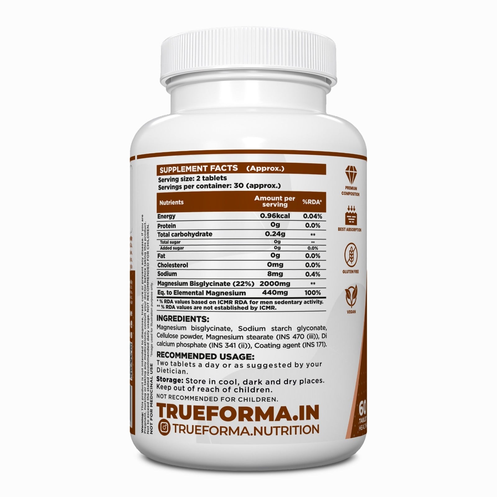 Trueforma Wellness Series Magnesium Bisglycinate 2000 60servings