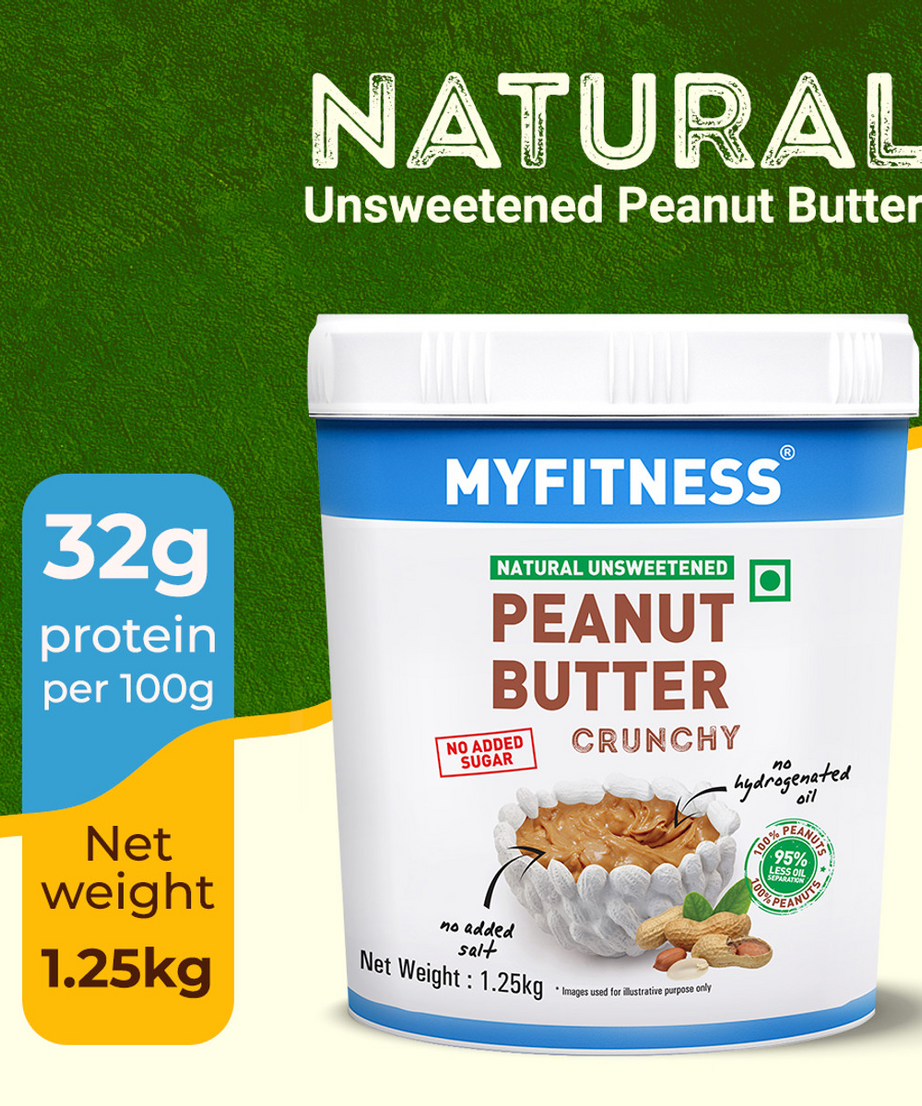 My Fitness Natural Unsweetened Peanut Butter Crunchy 1.25kg