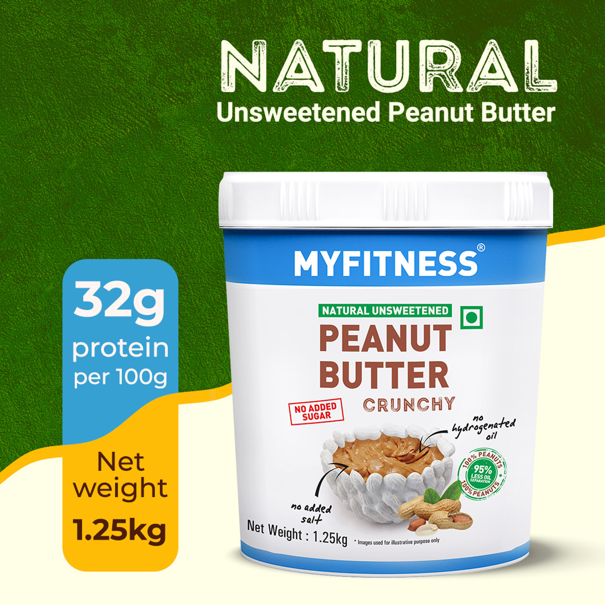 My Fitness Natural Unsweetened Peanut Butter Crunchy 1.25kg