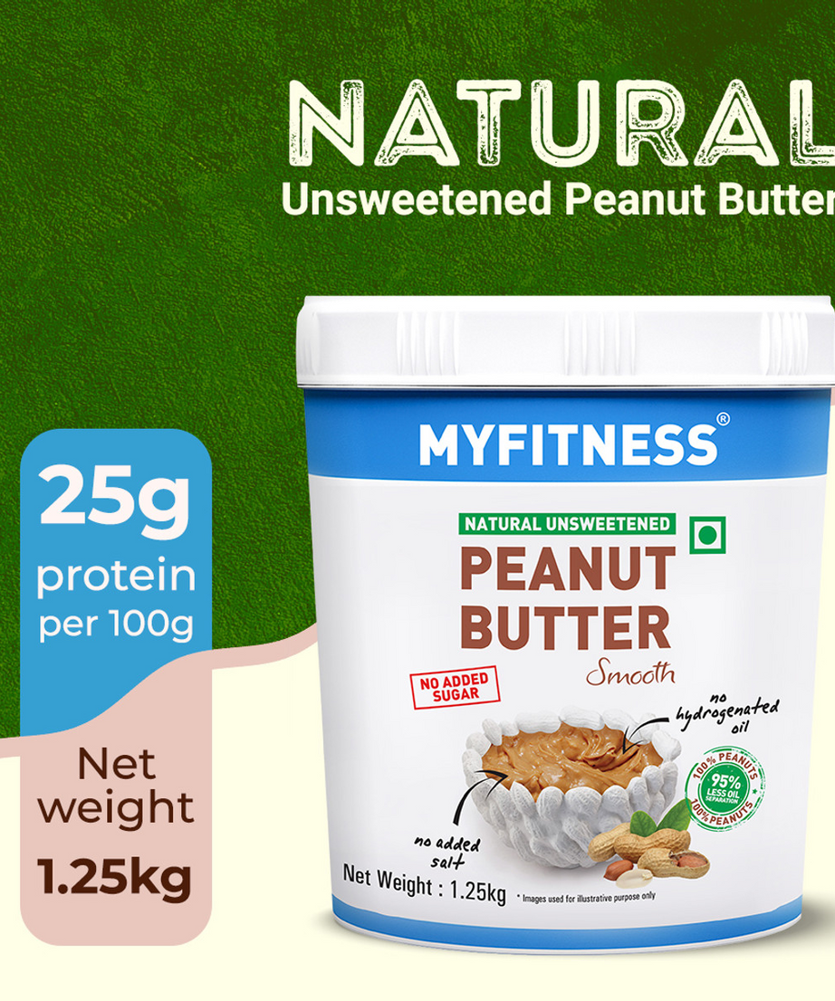 My Fitness Natural Unsweetened Peanut Butter Smooth 1.25kg