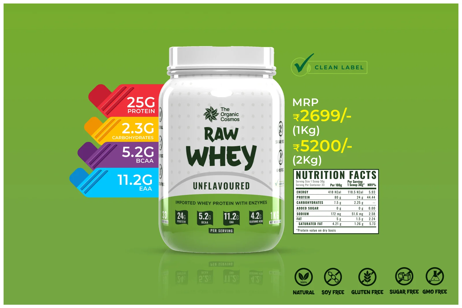 The Organic Cosmos Raw Whey 2kg