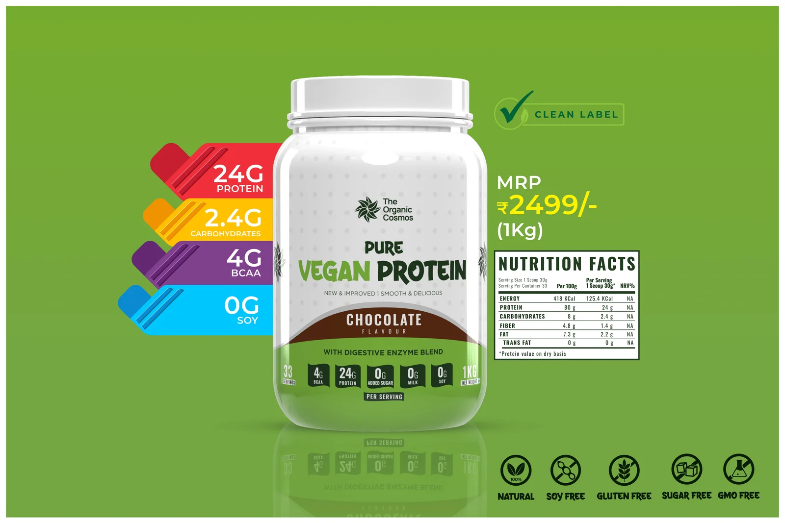 The Organic Cosmos Pure Vegan Protein 1kg