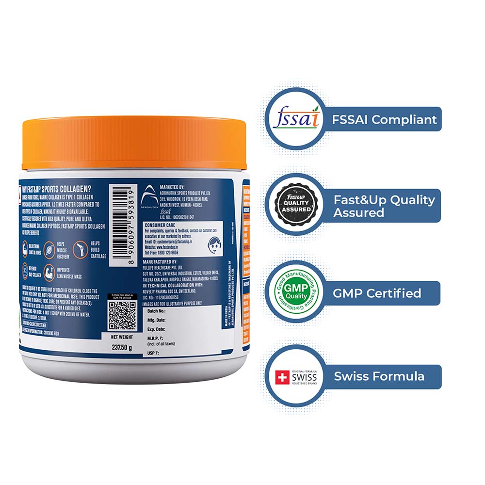 Fast&Up Sports Collagen 237.50g Aam Panna Flavour 25servings