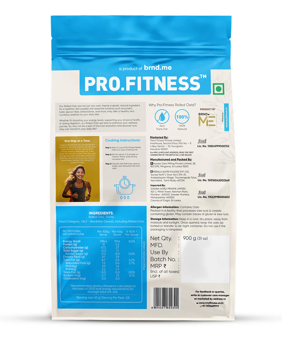 My Fitness Rolled Oats 900g