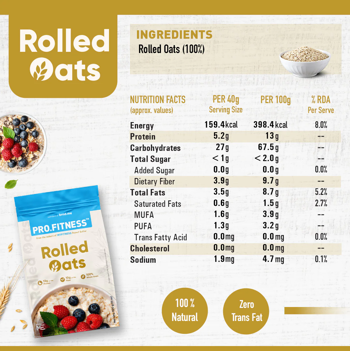 My Fitness Rolled Oats 900g