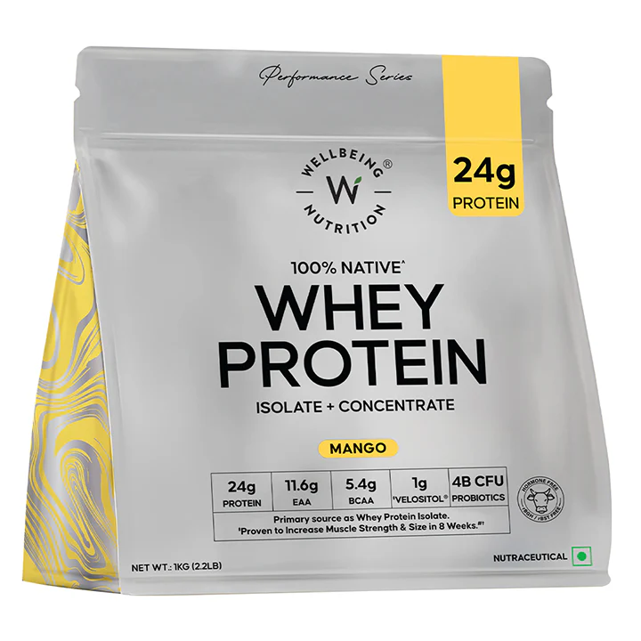 Wellbeing Nutrition 100% Native Whey Protein Isolate + Concentrate 1kg