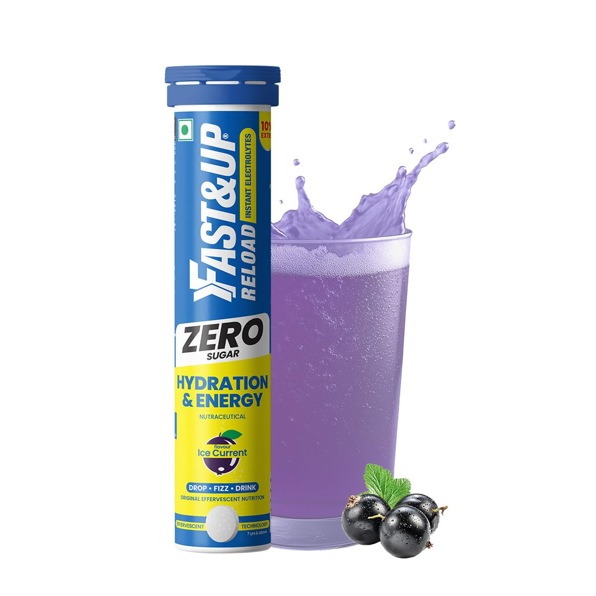 Fast&Up Reload Instant Electrolytes Zero Sugar Hydration&Energy Ice Current Flavour 22 Effervescent Tablets